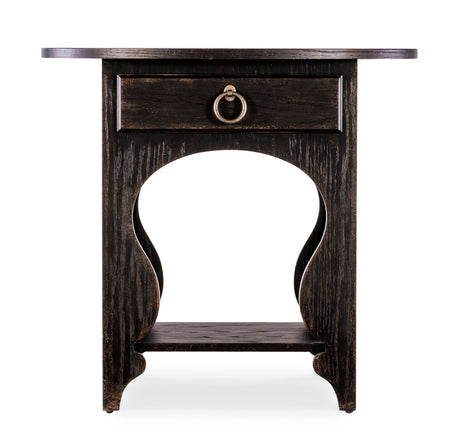 Americana One-Drawer Oval Nightstand - Dark Brown by Hooker Furniture - View 5