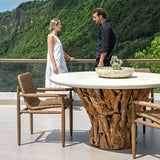 Stonewood Indoor-Outdoor Dining Table White / Woodtone - White / Light Brown by Uttermost - View 4