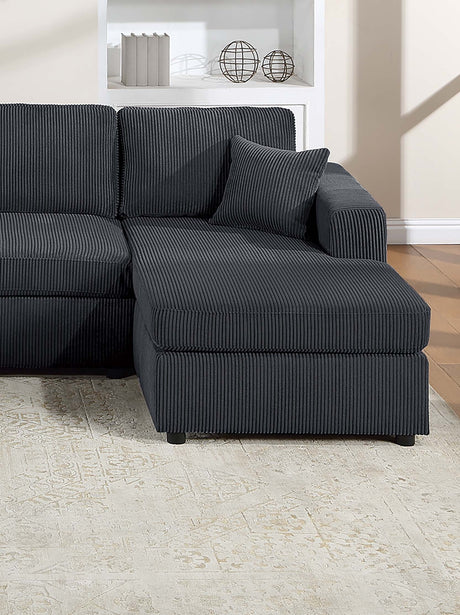 Modern Design Sectional Set 3pc Armless Loveseat Two Matching Pillow Right Arm And Left Arm Chaise Black Finish Primary Living Room - sold by Home Elegance USA