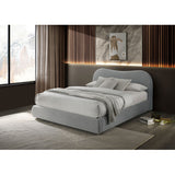 Light Gray Velvet Upholstered 1pc Queen Size Bed Curved Design Headboard Storage FB Bedroom Furniture Bedframe