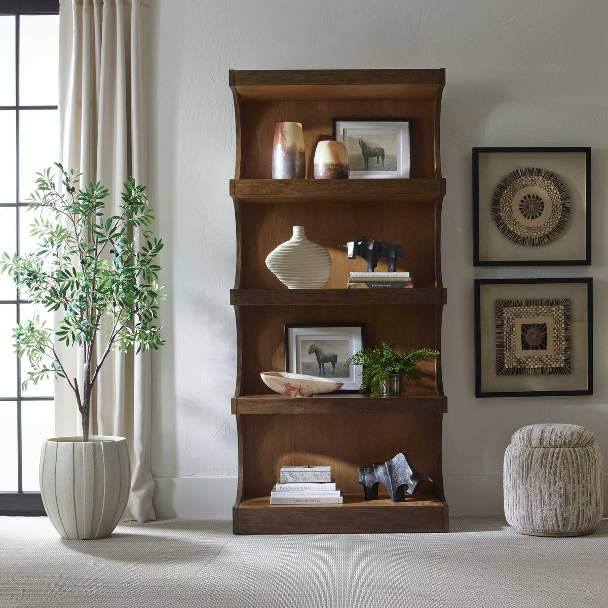 Osrick Modern Etagere Woodtone - Light Brown by Uttermost - View 2