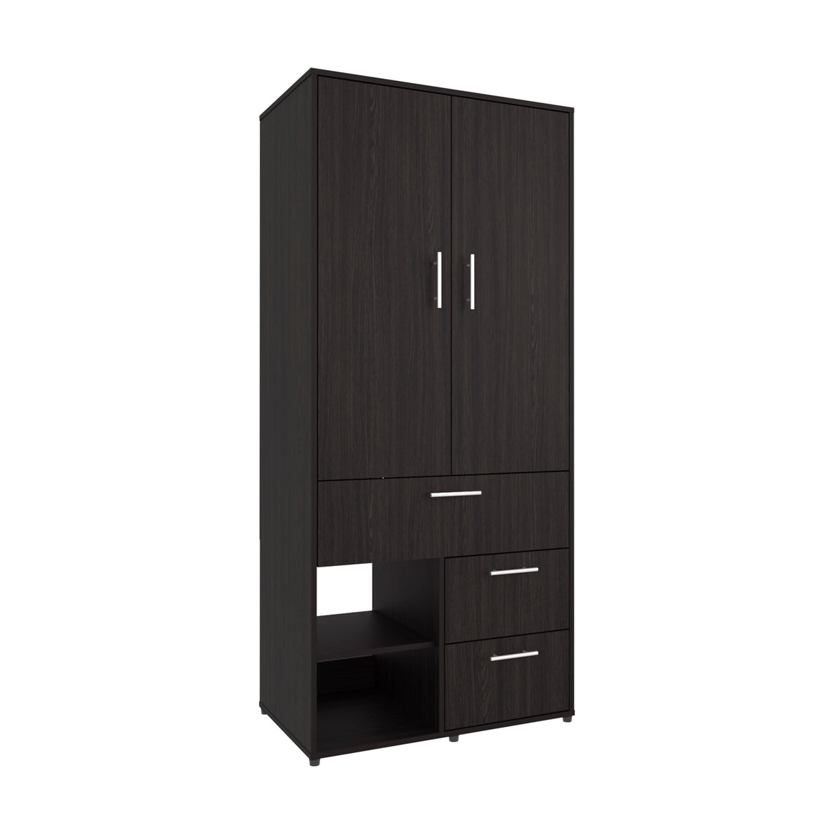 Armoire 70.90' H, 2 Doors, 3 Drawers, 2 Shelves, 6 Legs, Black Wengue - Bedroom - sold by Home Elegance USA