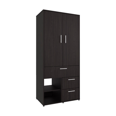 Armoire 70.90' H, 2 Doors, 3 Drawers, 2 Shelves, 6 Legs, Black Wengue - Bedroom - sold by Home Elegance USA