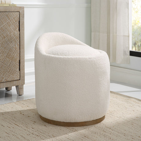 Swirl Swivel Sheepskin Ottoman - White by Uttermost - View 2