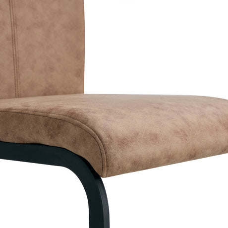 Table and chair set.64.5 x 35.4 Inch Stylish Wood Color Textured Dining Table.Perfectly Blending Simplicity And Transparency.Paried With 4 Brown technology fabric chairs with arched black legs. - sold by Home Elegance USA