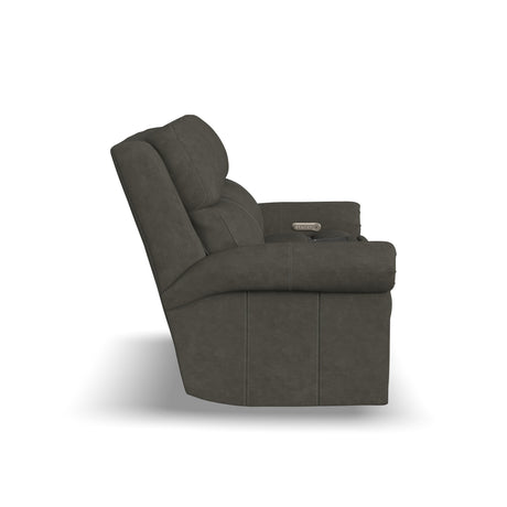 Bernard Power Leather Reclining Loveseat With Console, Power Headrests & Lumbar | Flexsteel
