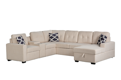 Multifunctional Modular L - Shaped Sectional Sofa with Built - in Cup Holders, Hidden Storage Compartments and Convertible Seating Design - sold by Home Elegance USA