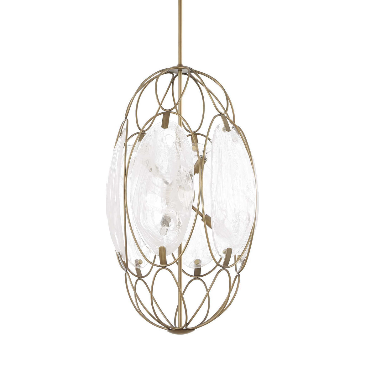 Valencia 6 Light Glass Panel Pendant - Gold / White by Uttermost - View 6