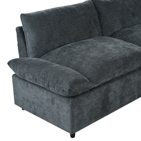 115.5' Modular Deep Gray Sectional Sofa with Durable Polyester Upholstery, Plush Cushions, Hidden Storage Compartments, and Versatile Design for Living Room, Lounge, or Office' - sold by Home Elegance USA