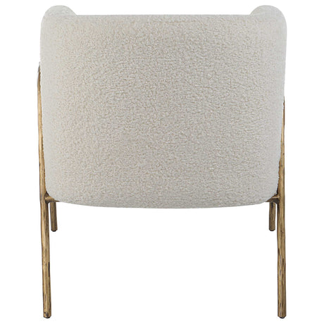 Jacobsen Shearling Accent Chair Off White - White / Light Brown by Uttermost - View 6