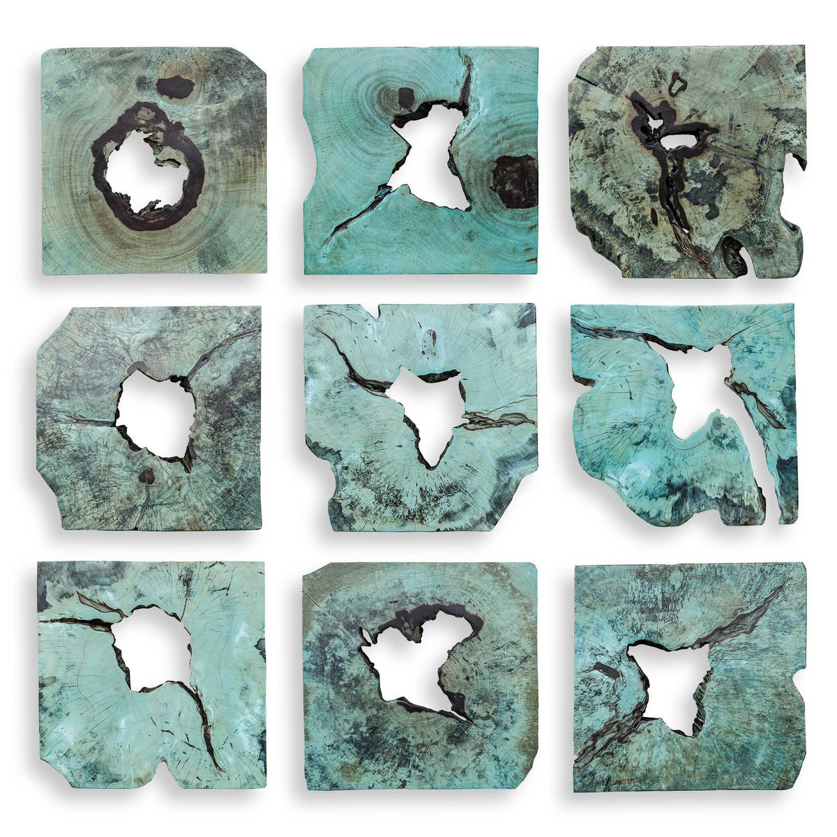 Bahati Wood Wall Decor (Set of 9) - Blue by Uttermost - View 6