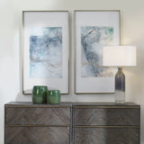 Undulating Oro Abstract Prints (Set of 2) - Blue / White by Uttermost - View 2