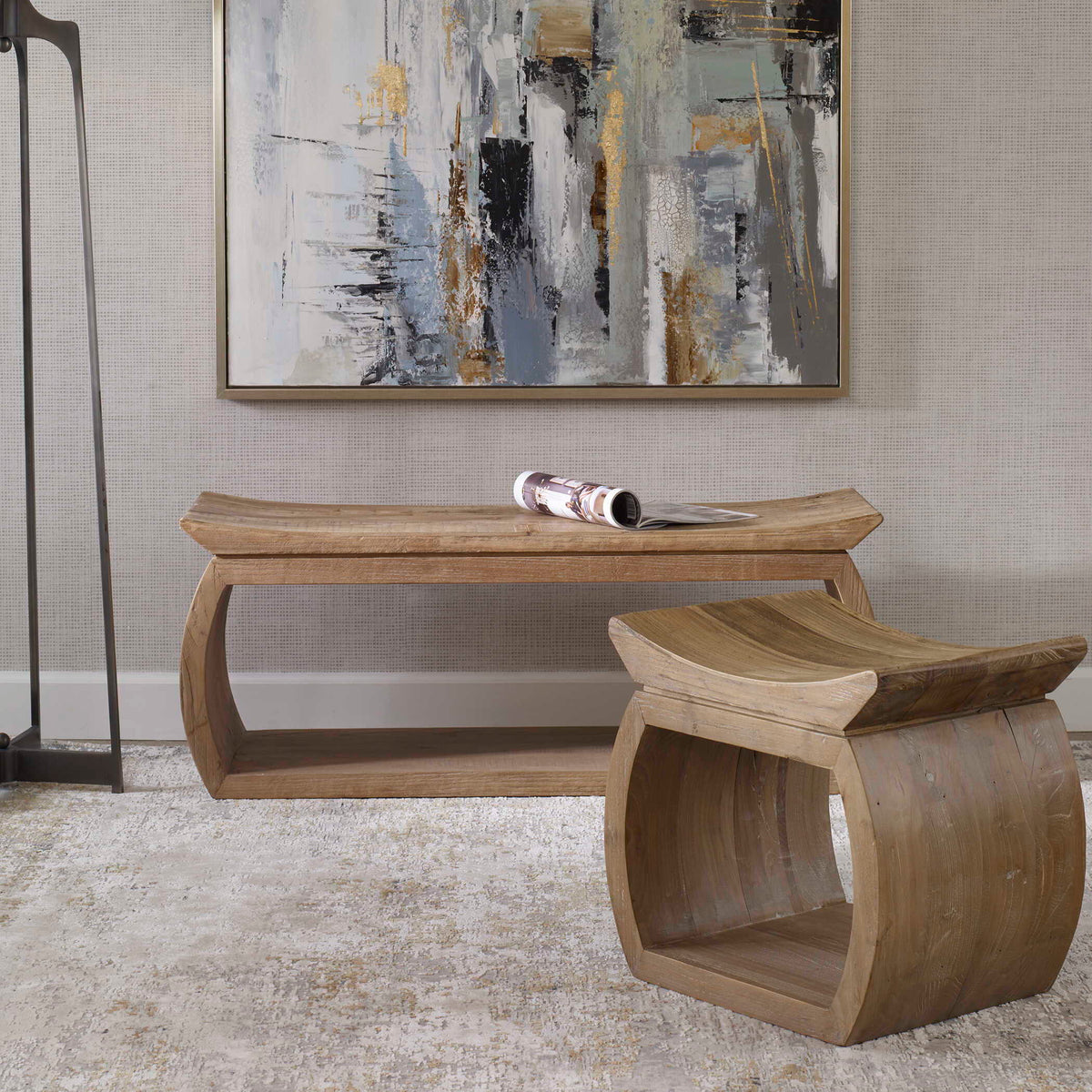 Connor Elm Accent Stool - Light Brown by Uttermost - View 4