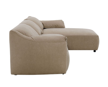 Veata Light Brown Suede Sectional Sofa - sold by Home Elegance USA