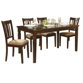 5pc Transitional Style Dining Furniture Set Table and 4x Side Chairs Fabric Upholstered Seat Espresso Finish Wood - sold by Home Elegance USA