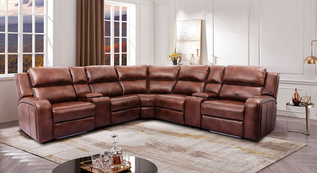 Callie - Power Sectional - Brown | Home Elegance USA