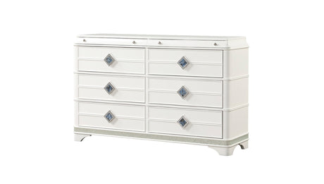 Laguna Modern Style 4 Pc Queen Upholstered Bedroom Set Made with Wood and Crystal Accents in White(CA INVENTORY) - sold by Home Elegance USA