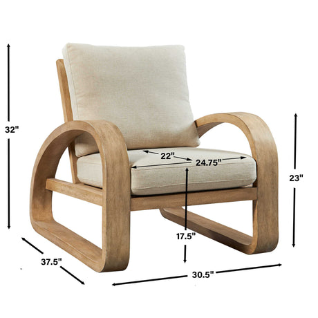 Barbora Wooden Accent Chair - Light Brown / Beige by Uttermost - View 8