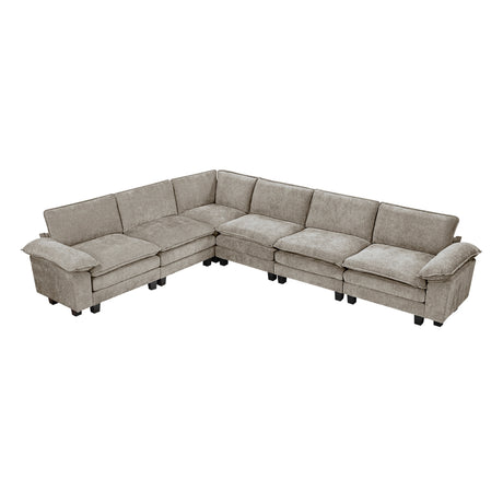 Modern Contemporary 6-Piece Modular Sectional Sofa Set Plush Comfort Chenille Upholstery Living Room Furniture Durable Plywood - sold by Home Elegance USA