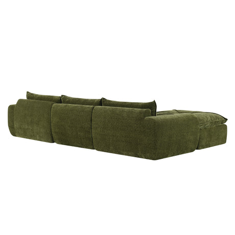 116'' Fully Compressed Sofa with High Density Foam, Integrated Backrest&Seat Cushion, Decorative Edging, Legless Design without Frame, No Assembly Required, Free Combination, Particle Chenille - sold by Home Elegance USA