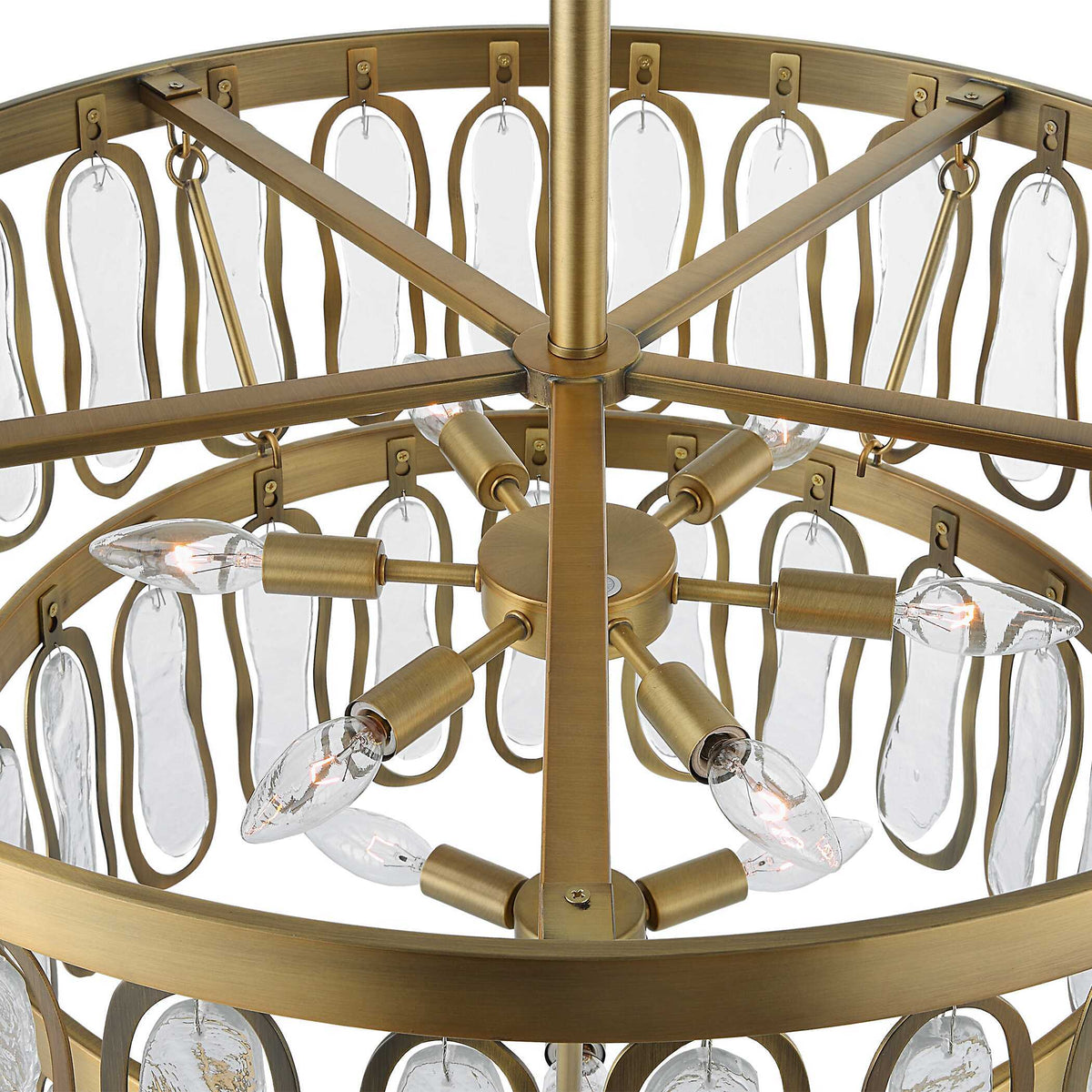 Aurelie 9 Light Round Pendant Brass - Yellow / White by Uttermost - View 12