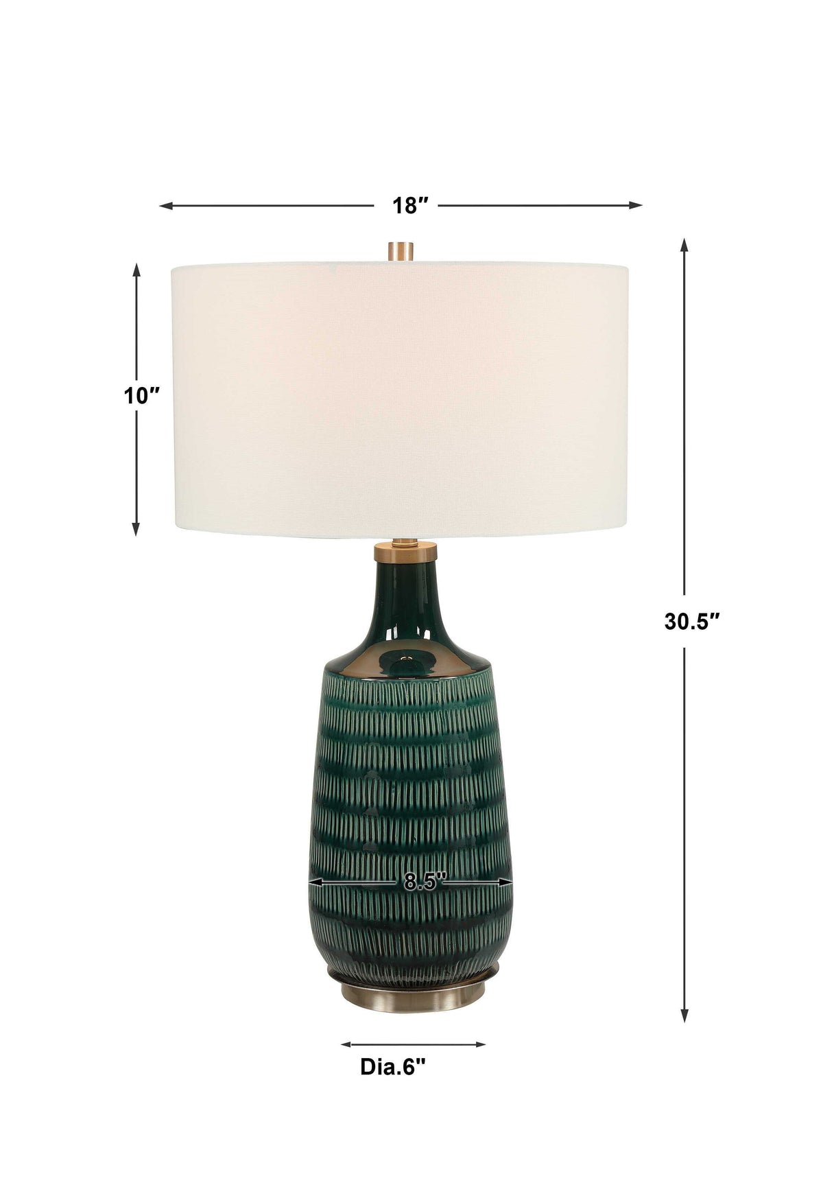 Scouts Table Lamp Deep Green - Green / White by Uttermost - View 8