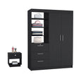 Peyton 2 Piece Bedroom Set, Armoire + Nightstand, Black - sold by Home Elegance USA