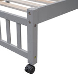 Wooden Twin Over Full Bunk Bed With Six Drawers And Flexible Shelves,Bottom Bed With Wheels,Gray(OLD SKU:LP000531AAE) - sold by Home Elegance USA