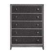 Modern Styling Bedroom 1pc Chest of 5 Drawers Faux Leather Upholstered Gray Classic Design Wooden Furniture