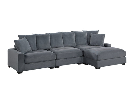 Contemporary Dark Gray 4pc Modular Sectional Set Corduroy Couch LAF & RAF Chairs Armless Chair Ottoman Living Room Furniture - sold by Home Elegance USA