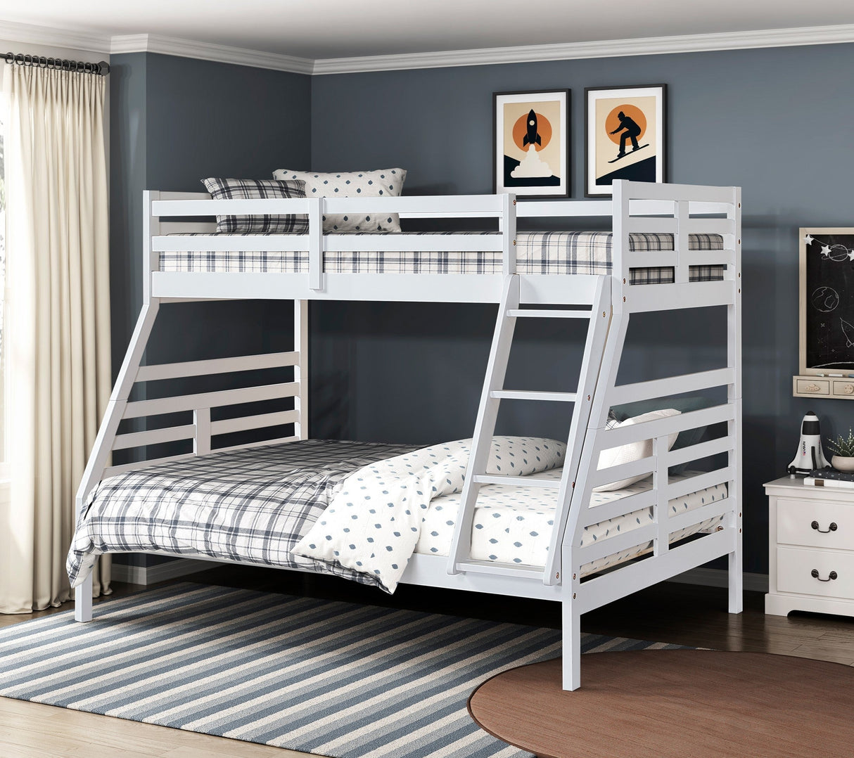 Twin over Full Bunk Bed 1pc Classic White Finish Youth Bedroom Furniture Durable Wood - sold by Home Elegance USA