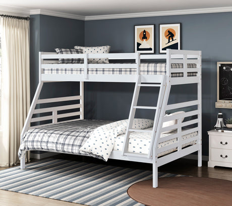 Twin over Full Bunk Bed 1pc Classic White Finish Youth Bedroom Furniture Durable Wood - sold by Home Elegance USA