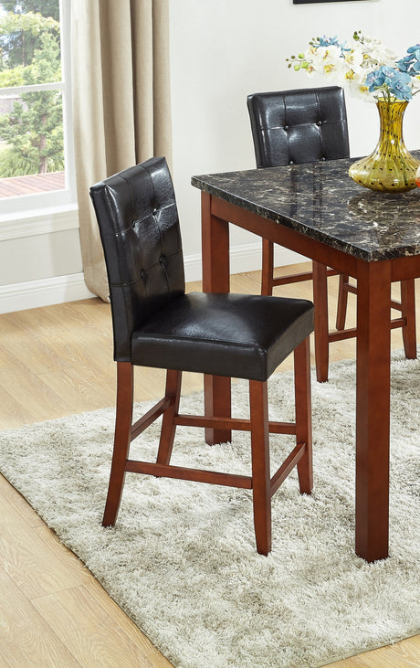 Beautiful Modern Style 5pc Counter Height Dining Room Set Brown Finish Square Table Faux Leather Upholstery Fabric Chairs Wooden Furniture - sold by Home Elegance USA