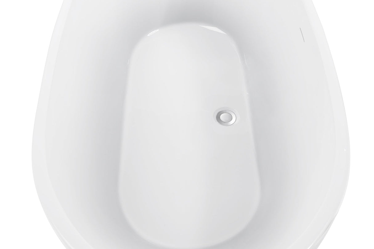 62"100%Acrylic Freestanding Bathtub，Contemporary Soaking Tub，white Bathtub