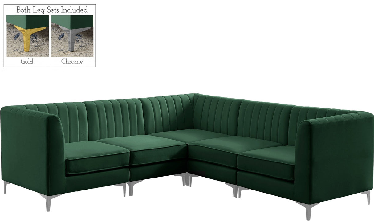 Alina - Modular Sectional 5 Piece - Green - 604Green - Sec5C - Home Elegance USA - 5