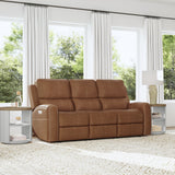 Linden Power Reclining Sofa With Power Headrests & Lumbar - Caramel | Flexsteel