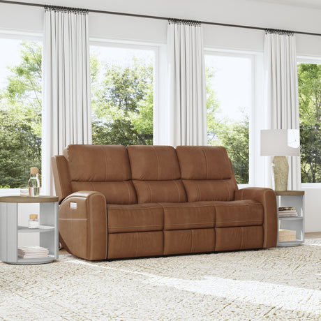 Linden Power Reclining Sofa With Power Headrests & Lumbar - Caramel | Flexsteel