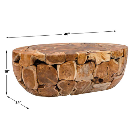 Gareis Teak Coffee Table Woodtone - Light Brown by Uttermost - View 2