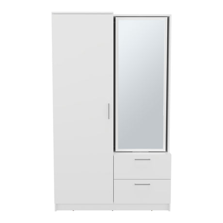 Seville 71' High Mirror Armoire, One Door Cabinet, Two Drawers , Hanging Rod, Rotating Mirror And Shoe Rack, Two Shelves White - sold by Home Elegance USA