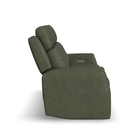 Felix Power Reclining Sofa With Power Headrest, Lumbar, Heat & Massage - Forest Green | Flexsteel