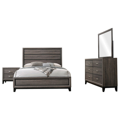 Carina Grey Oak and Black 4-piece Queen Panel Bedroom Set - sold by Home Elegance USA