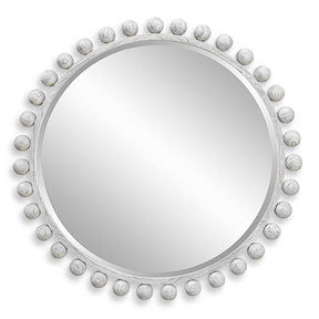 Cyra Wood Round Mirror Aged Ivory - Silver by Uttermost - View 1