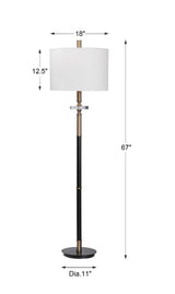 Maud Floor Lamp Aged Black - Black / White by Uttermost - View 7