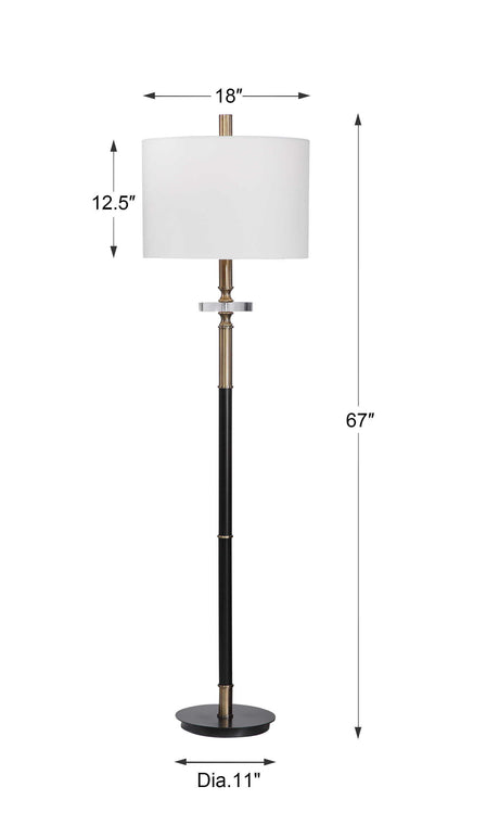 Maud Floor Lamp Aged Black - Black / White by Uttermost - View 7