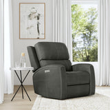 Linden Power Recliner With Power Headrest & Lumbar - Charcoal | Flexsteel
