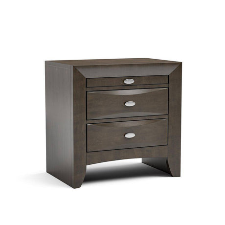 Contemporary Eastern King Size Bed 2x Nightstands Headboard Bookcase Gray Color 3pc Set Bedroom Furniture - sold by Home Elegance USA