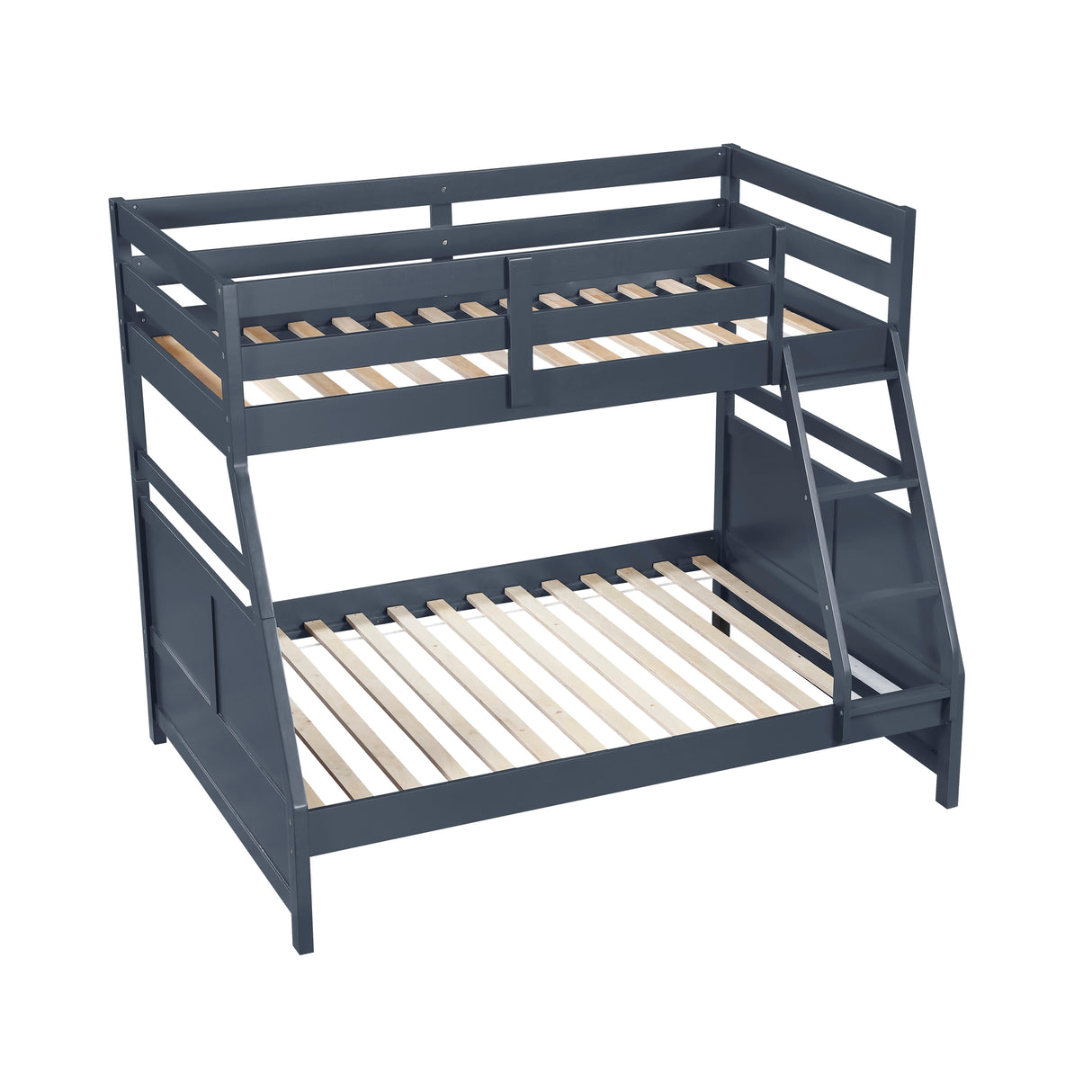 Bunk Bed Twin Over Full Navy Blue Finish Sturdy Wood Frame Guard Rails Youth Bedroom Furniture 1pc - sold by Home Elegance USA