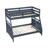 Bunk Bed Twin Over Full Navy Blue Finish Sturdy Wood Frame Guard Rails Youth Bedroom Furniture 1pc - sold by Home Elegance USA