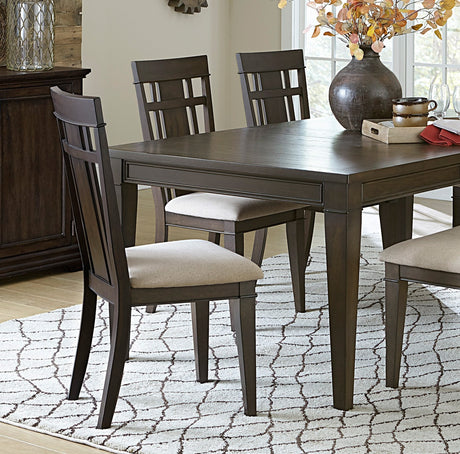 Dark Brown Finish 5pc Dining Set Expandable Table and 4x Side Chairs Beige Fabric Upholstered Seat Classic Look Dining Wooden Furniture - sold by Home Elegance USA