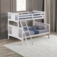 Modern Transitional Style Twin Over Full Bunk Bed With Ladder And White Finish